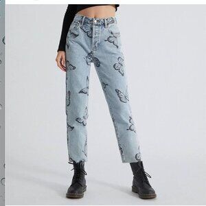 PacSun Eco Butterfly high waist, straight leg festival Y2K, Butterfly jeans sz25
